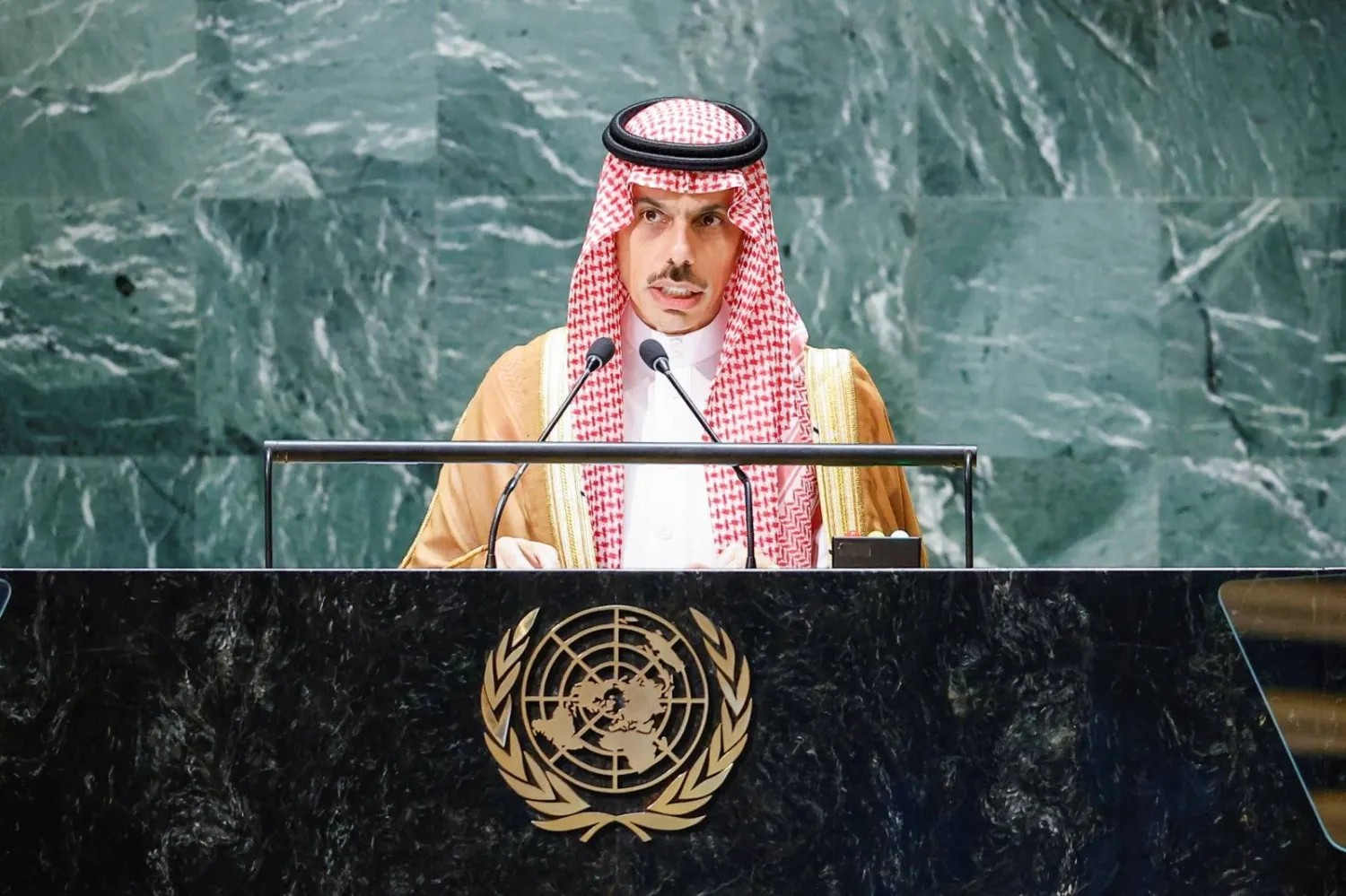 Saudi Foreign Minister Prince Faisal bin Farhan attending the United Nations General Assembly in New York in September 2026.